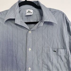 Lacoste Men’s dress shirt Oxford blue pinstripe with red detail